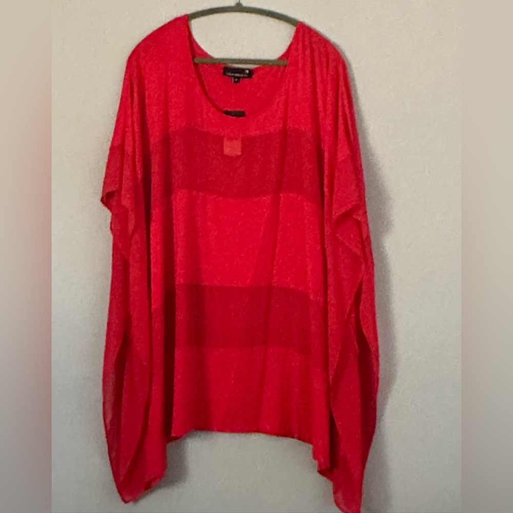 Coral Striped Long Sleeve Top